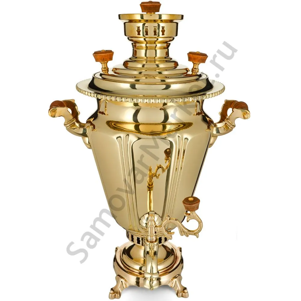 Самовар антикварный на дровах 6 литров формы «Рюмка гранная» Н.А. Воронцова, золотой 