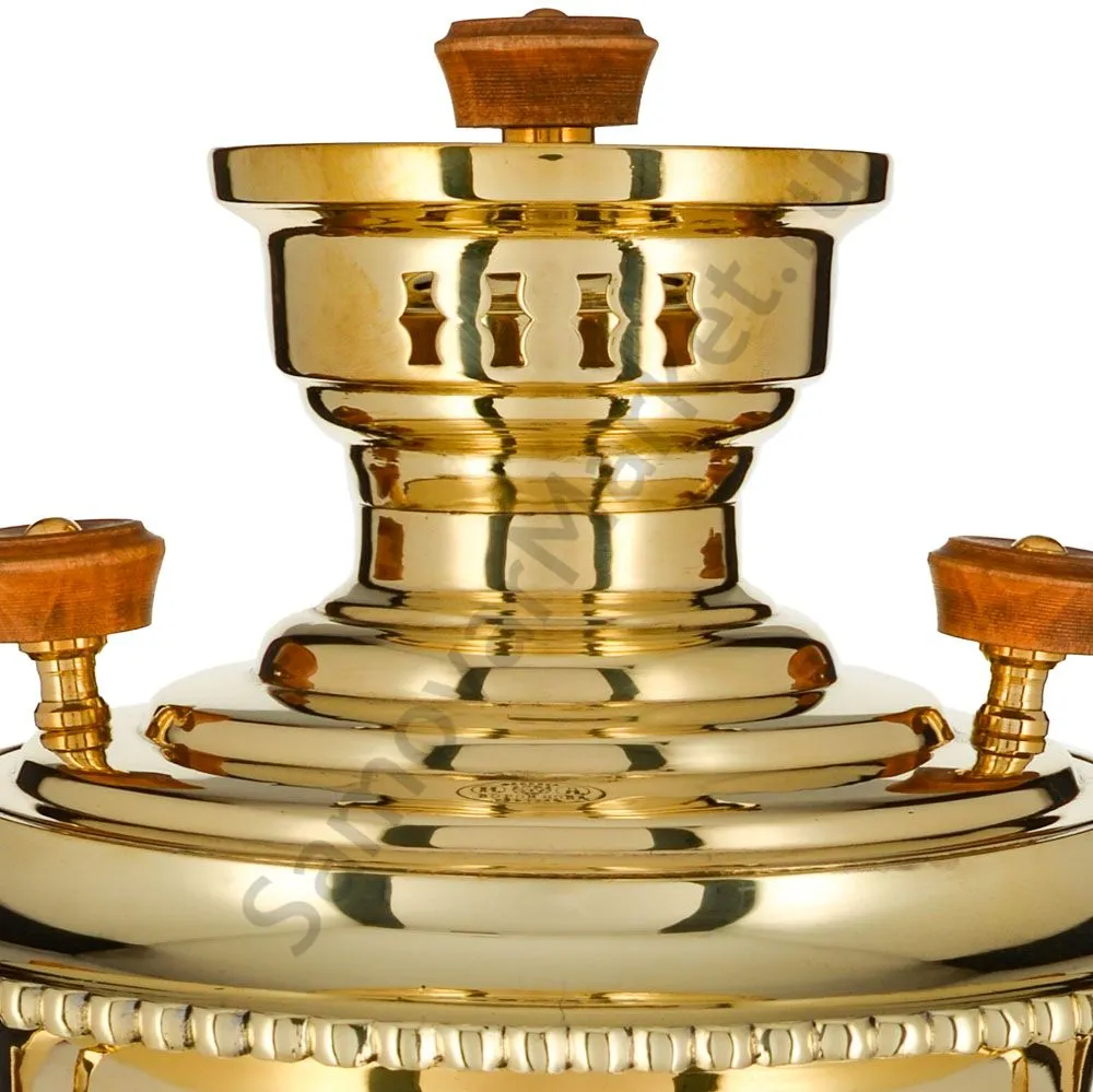 Самовар антикварный на дровах 6 литров формы «Рюмка гранная» Н.А. Воронцова, золотой 