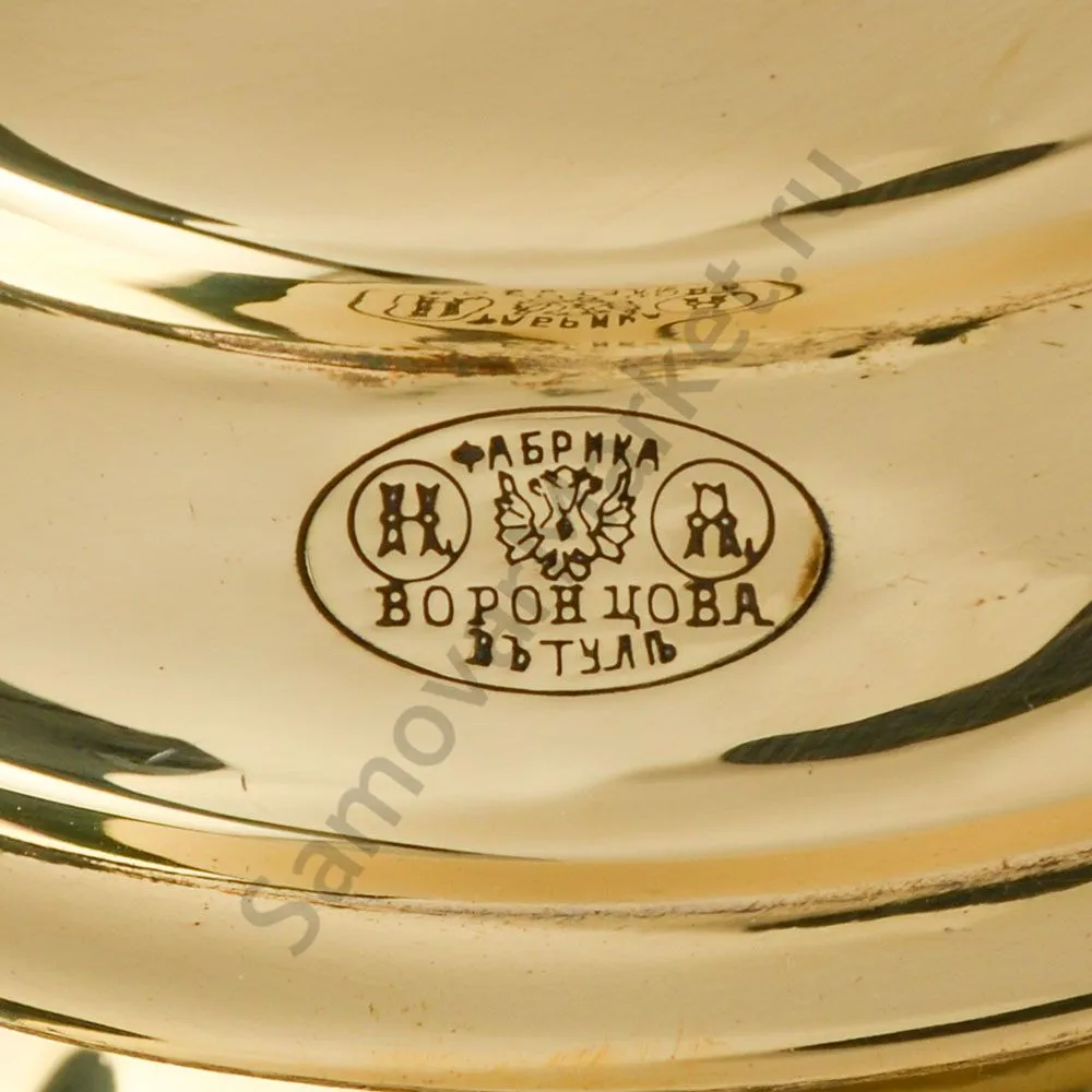 Самовар антикварный на дровах 6 литров формы «Рюмка гранная» Н.А. Воронцова, золотой 