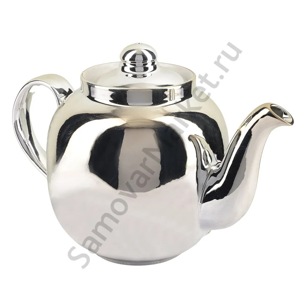 Чайник большой заварочный фарфоровый для самовара с напылением под «Серебро» Чайник большой заварочный фарфоровый для самовара с напылением под «Серебро»