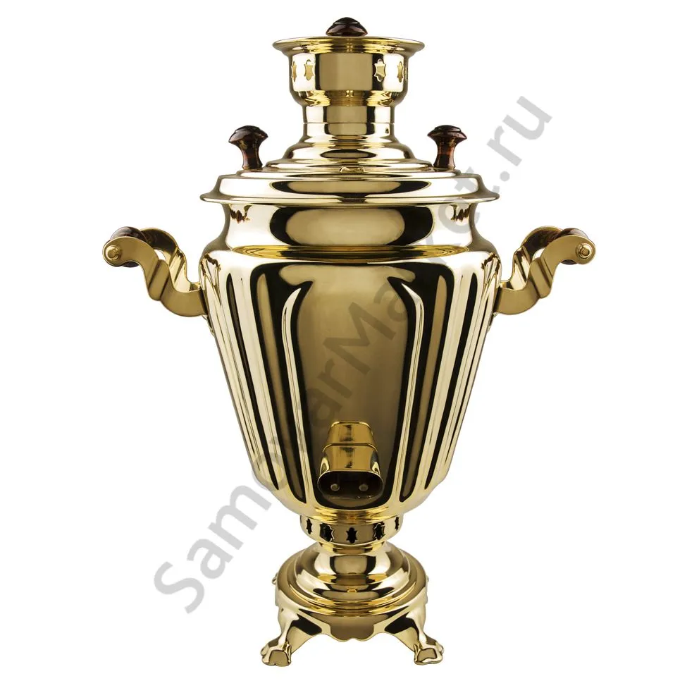 Самовар комбинированный 7 литров формы «Рюмка гранная», золотой, категория «Люкс»