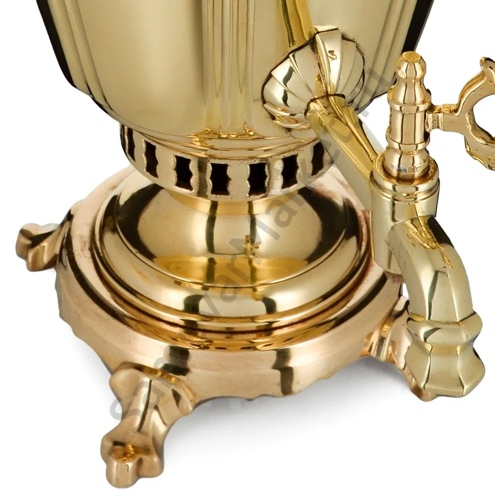 Самовар антикварный на дровах 6 литров формы «Рюмка гранная» Н.А. Воронцова, золотой 