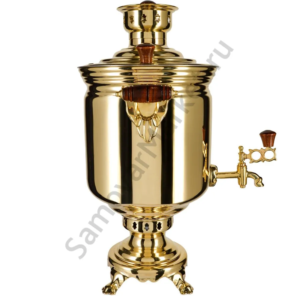 Самовар на дровах 7 литров формы «Банка», золотой, категория «Люкс»