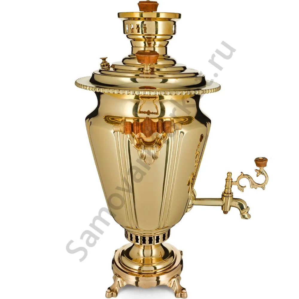 Самовар антикварный на дровах 6 литров формы «Рюмка гранная» Н.А. Воронцова, золотой 