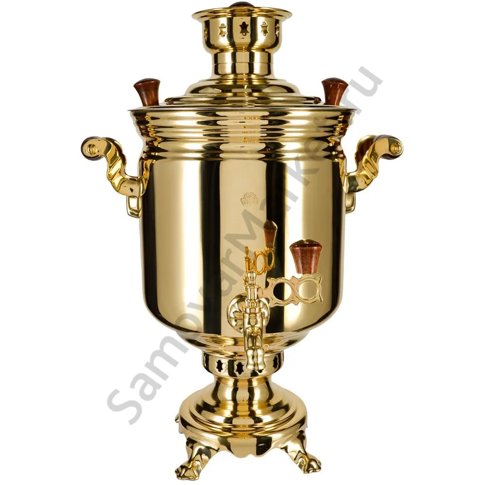 Самовар на дровах 7 литров формы «Банка», золотой, категория «Люкс»