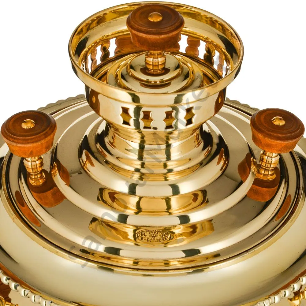 Самовар антикварный на дровах 6 литров формы «Рюмка гранная» Н.А. Воронцова, золотой 