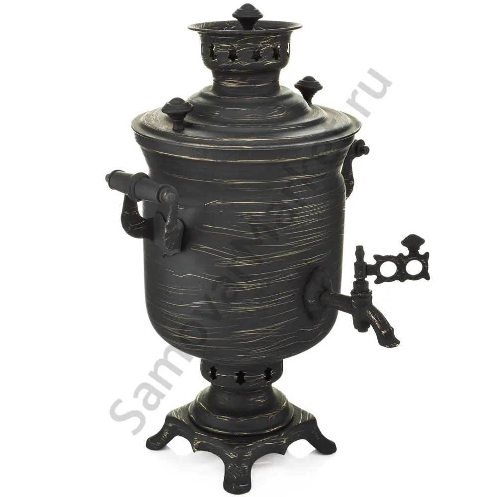 Самовар на дровах 2,8 литра формы «Банка» золотые нити в патине, категория «Эксклюзив» Самовар на дровах 2,8 литра формы «Банка» золотые нити в патине, категория «Эксклюзив»