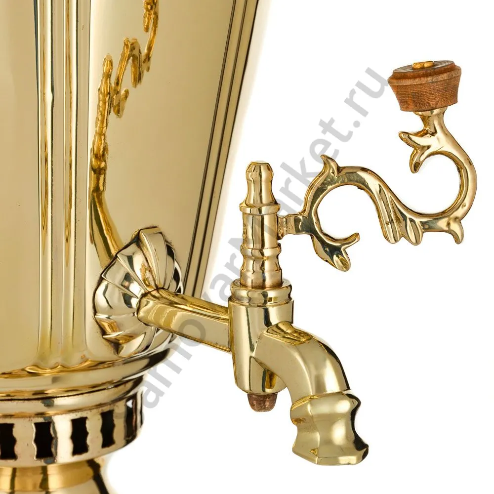 Самовар антикварный на дровах 6 литров формы «Рюмка гранная» Н.А. Воронцова, золотой 