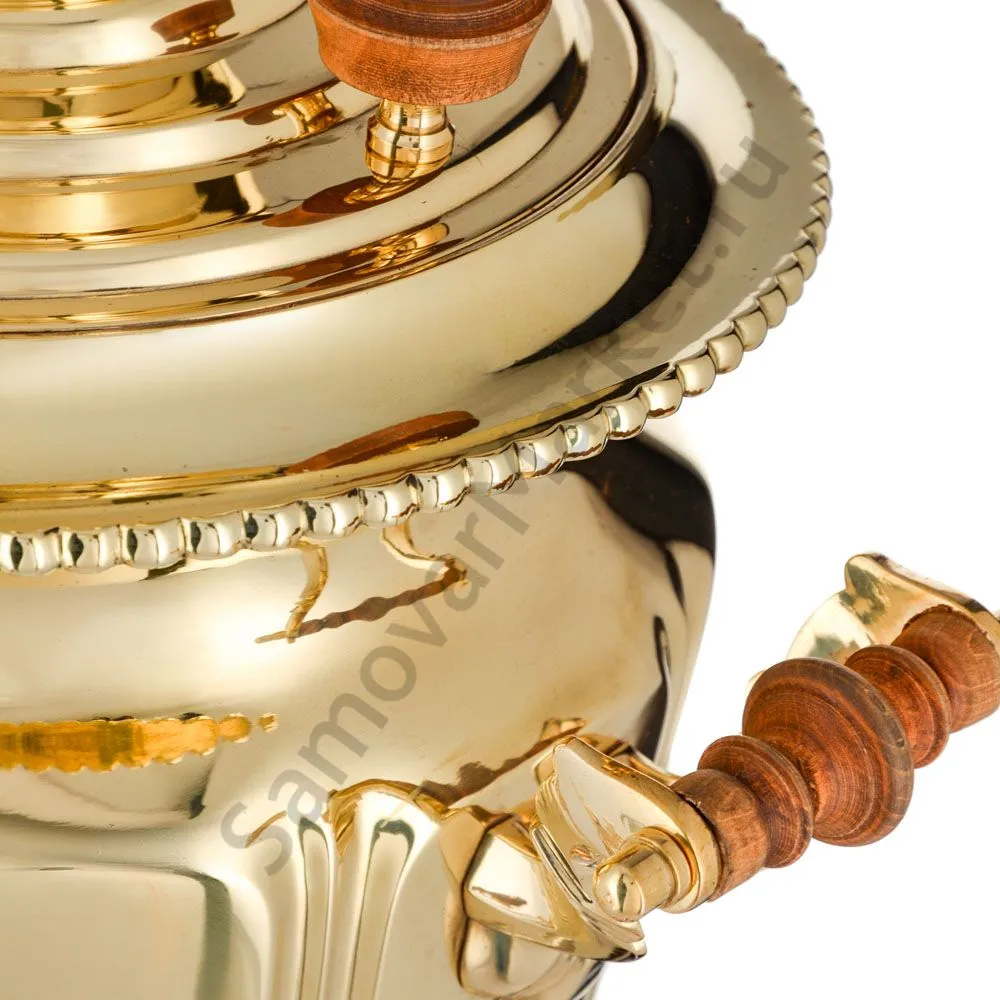 Самовар антикварный на дровах 6 литров формы «Рюмка гранная» Н.А. Воронцова, золотой 