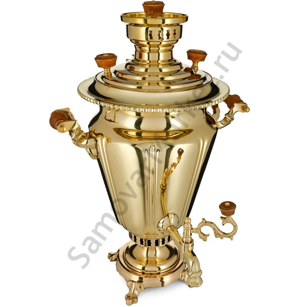 Самовар антикварный на дровах 6 литров формы «Рюмка гранная» Н.А. Воронцова, золотой Самовар антикварный на дровах 6 литров формы «Рюмка гранная» Н.А. Воронцова, золотой