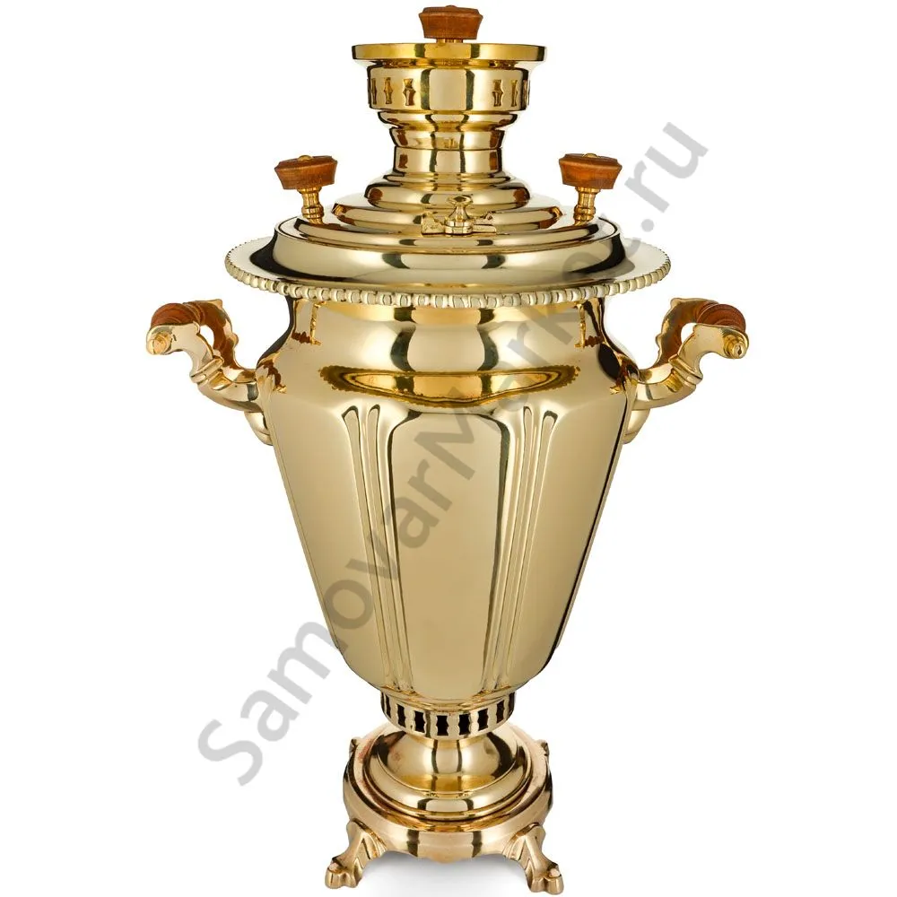 Самовар антикварный на дровах 6 литров формы «Рюмка гранная» Н.А. Воронцова, золотой 